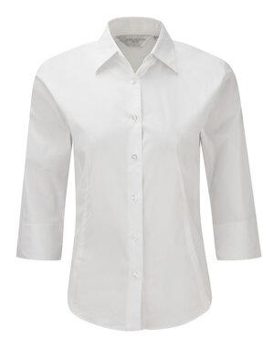 Russell Collection J946F - Camicia da donna aderente con manica  ¾ easycare.