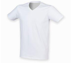 Skinnifit SF122 - T-shirt da uomo in cotone elasticizzato con scollo a v