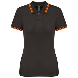 Kariban K273 - Polo donna maniche corte a righe Grigio scuro / Arancio