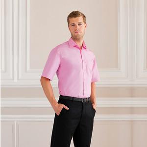 Russell Collection J937M - Camicia in puro cotone popeline a maniche easycare