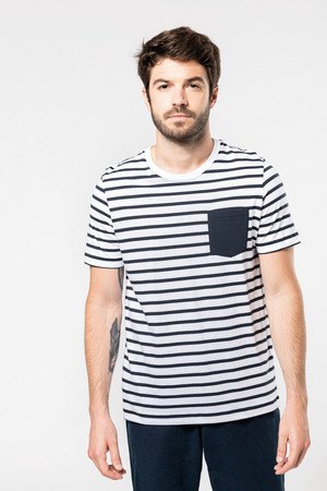 Kariban K378 - T-shirt manica corta a righe stile marinaio con tasca