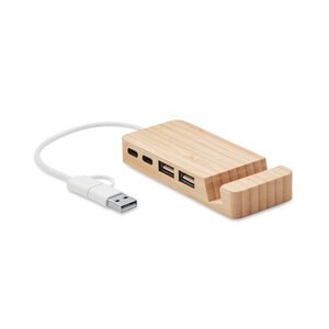 GiftRetail MO2144 - HUBSTAND Hub USB a 4 porte in bambù